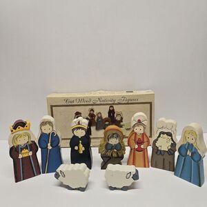 Target Vintage Wooden Nativity Set Cut Wood Folk Art Christmas Figurines Set